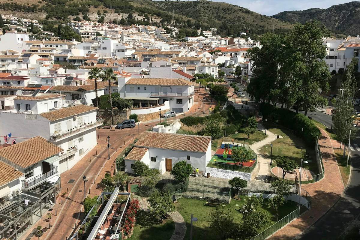White houses of Benalmádena Pueblo on the hillside