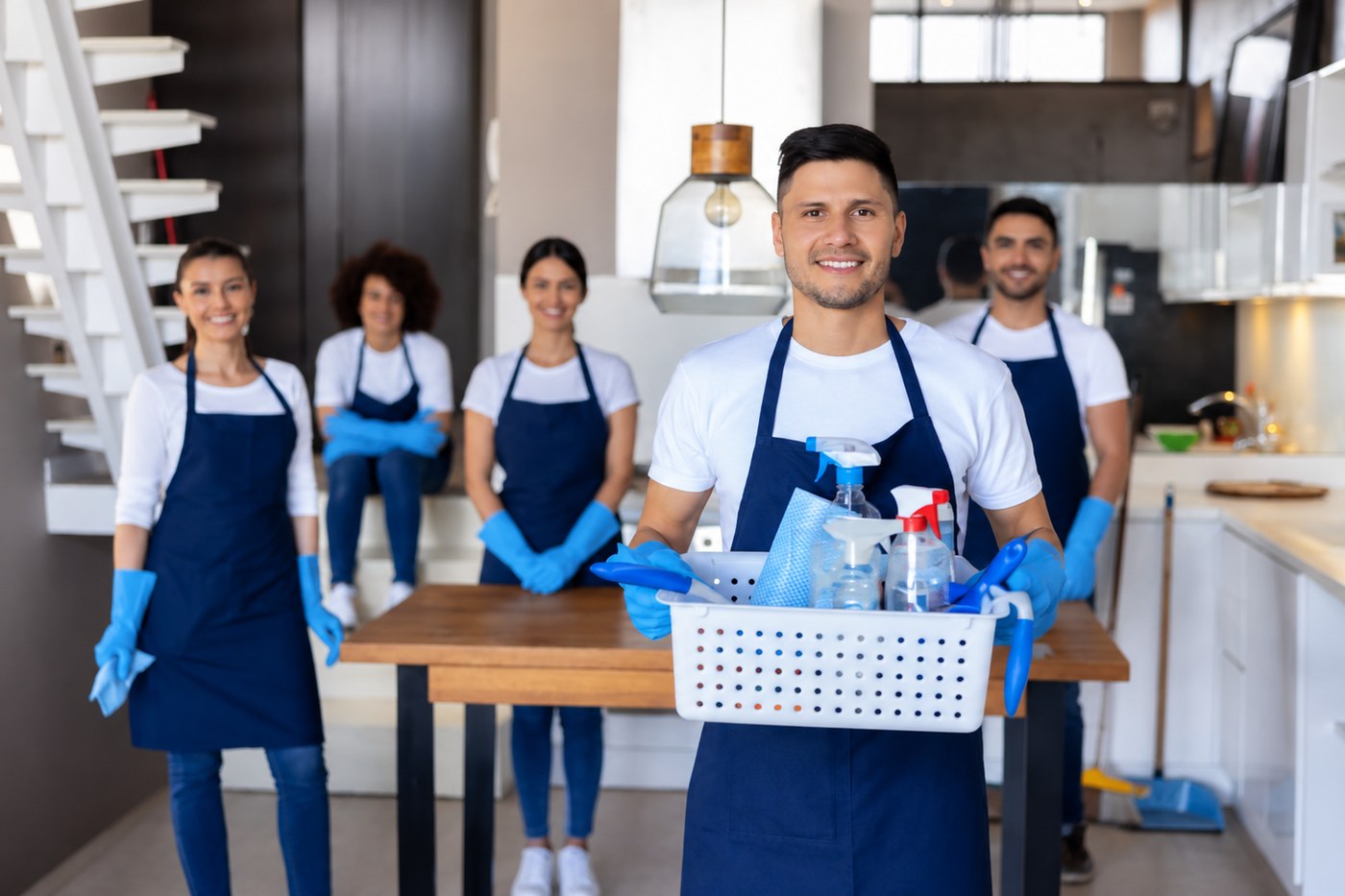 A cleaning team in a bright Costa del Sol home