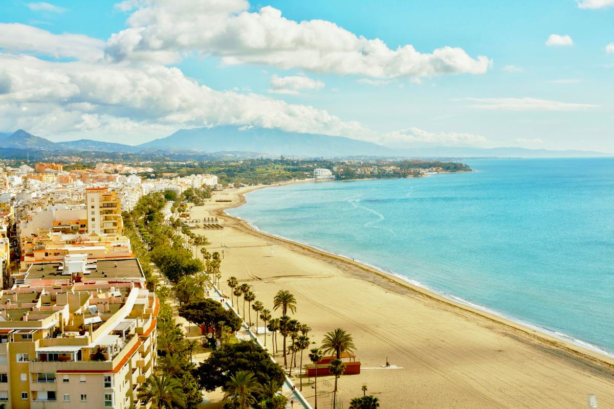 Estepona beach and the town seen from above