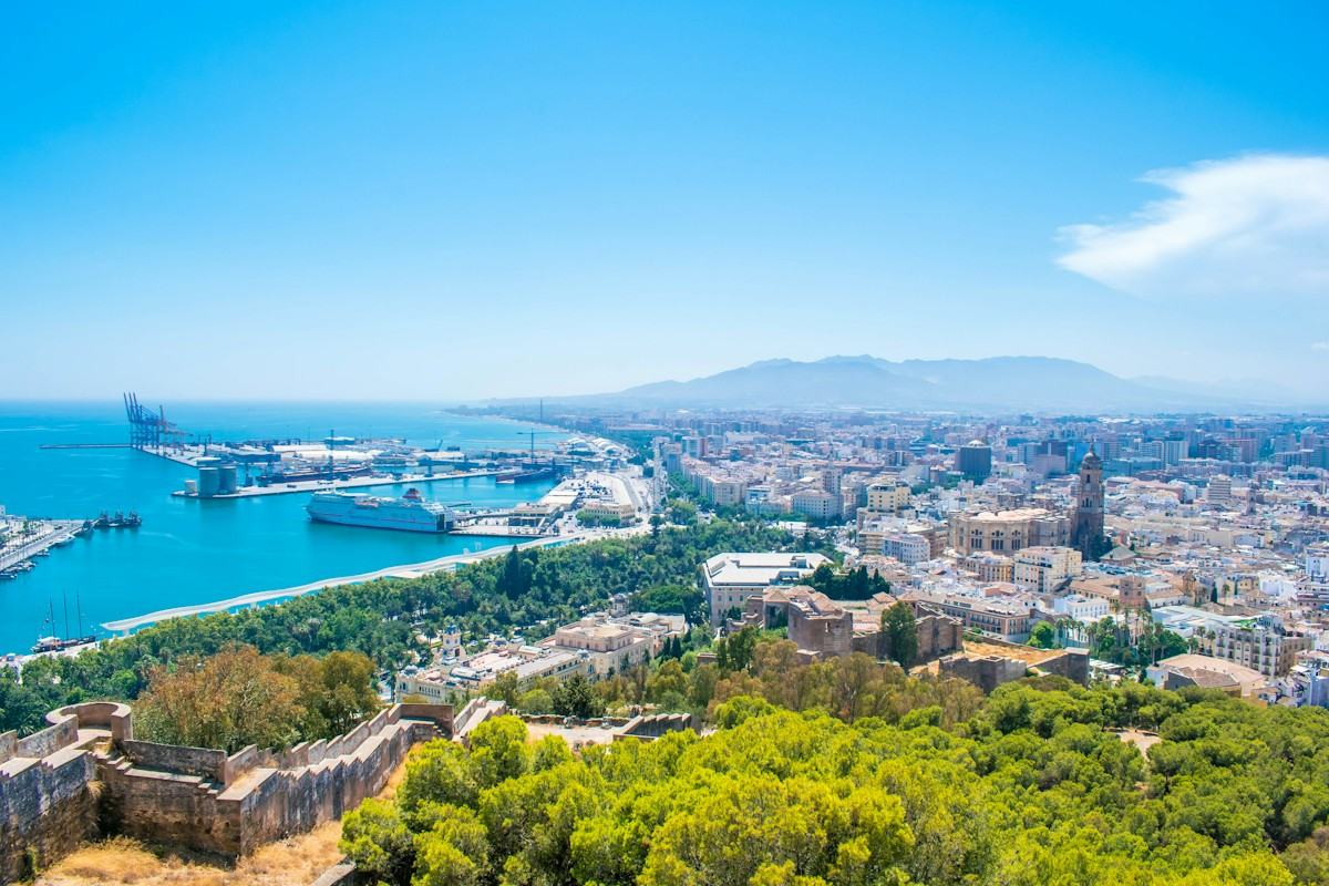 Málaga city and its port seen from above